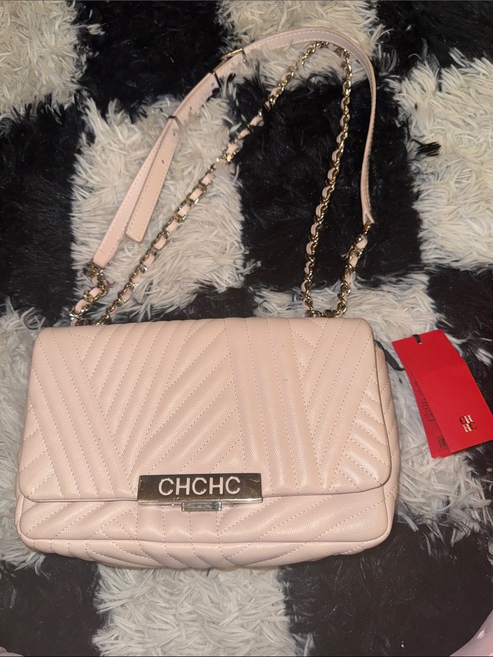 Carolina Herrera BIMBA Women’s CH Pink Leather Crossbody Purse